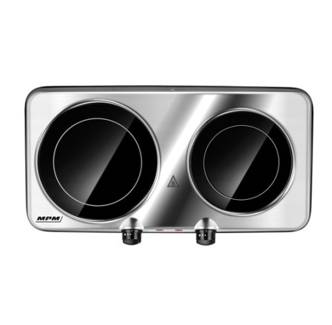 Kuchenka Ceramiczna Dwupalnikowa MPM MKE-20 2000W Stal Nierdzewna