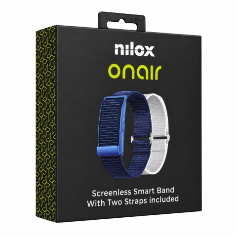 Opaska sportowa bez ekranu Nilox Onair IP68 24/7 SpO₂ sen 2 paski Niebieski / Szary