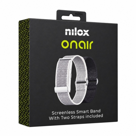 Opaska sportowa bez ekranu Nilox Onair IP68 24/7 SpO₂ sen 2 paski Szary / Czarny