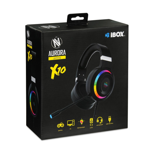 Słuchawki z mikrofonem Aurora X10 Gaming 7.1 RGB