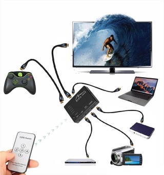 przełącznik HDMI 4K Media-Tech MT5207 5x1 Switch HDMI UHD 2160p pilot USB