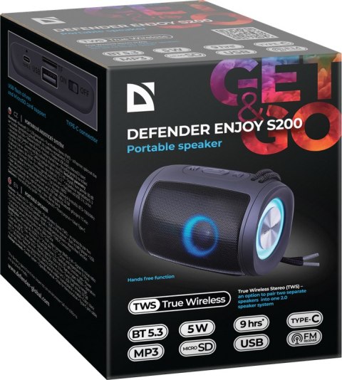 GŁOŚNIK DEFENDER ENJOY S200 BLUETOOTH 5W CZARNY