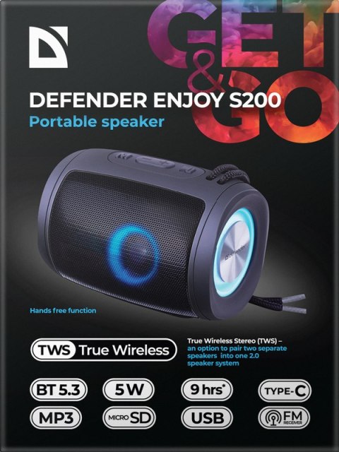 GŁOŚNIK DEFENDER ENJOY S200 BLUETOOTH 5W CZARNY