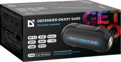 GŁOŚNIK DEFENDER ENJOY S400 BLUETOOTH/FM/SD/USB 5W CZARNY