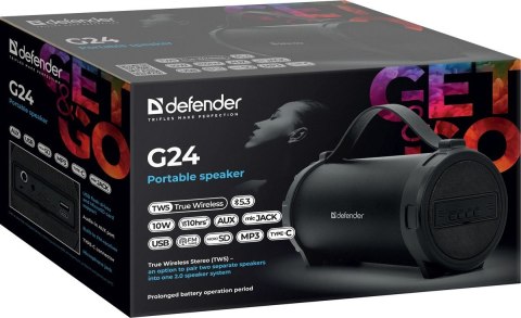 GŁOŚNIK DEFENDER G24 BLUETOOTH/FM/TF/USB 10W CZARNY