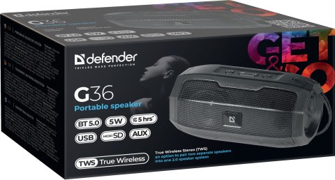 GŁOŚNIK DEFENDER G36 BLUETOOTH 5W FM/USB/TF/AUX