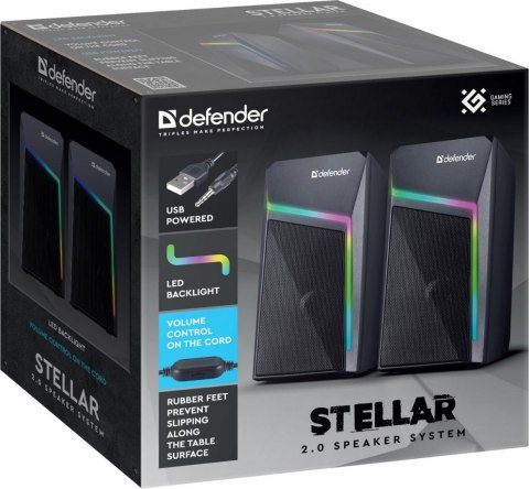 GŁOŚNIKI DEFENDER STELLAR 2.0 6W LED USB