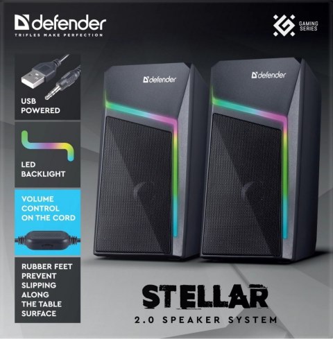 GŁOŚNIKI DEFENDER STELLAR 2.0 6W LED USB