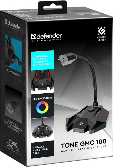 MIKROFON DEFENDER TONE GMC 100 LED STREAMING USB