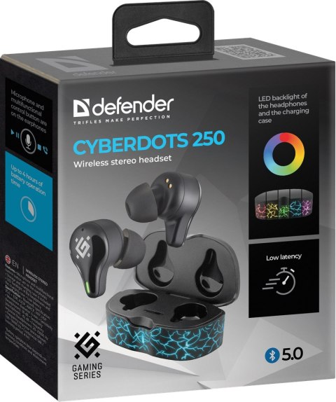 SŁUCHAWKI DEFENDER BLUETOOTH CYBERDOTS 250 GAMING CZARNE