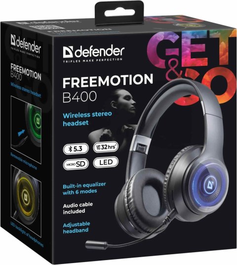 SŁUCHAWKI DEFENDER BLUETOOTH FREEMOTION B400 LED