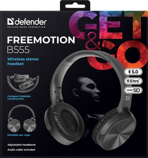 SŁUCHAWKI DEFENDER BLUETOOTH FREEMOTION B555 CZARNE