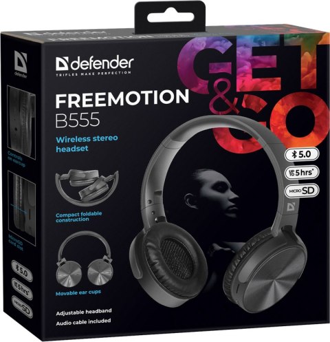 SŁUCHAWKI DEFENDER BLUETOOTH FREEMOTION B555 CZARNE