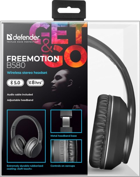 SŁUCHAWKI DEFENDER BLUETOOTH FREEMOTION B580 CZARNE