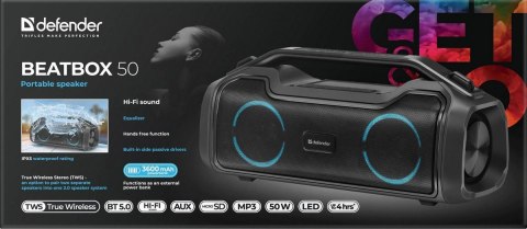 GŁOŚNIK DEFENDER BEATBOX 50 BLUETOOTH 50W