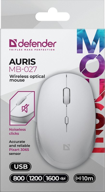 MYSZ DEFENDER AURIS MB-027 RF SILENT BIAŁA OPTICAL