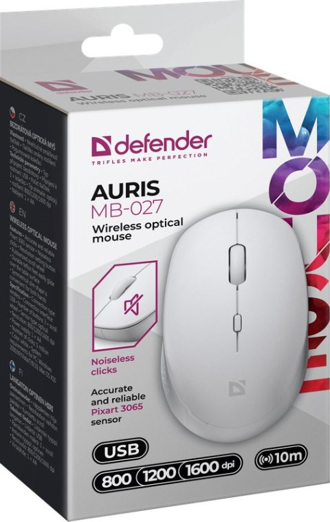 MYSZ DEFENDER AURIS MB-027 RF SILENT BIAŁA OPTICAL