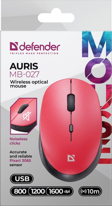 MYSZ DEFENDER AURIS MB-027 RF SILENT CZERWONA OPTICAL