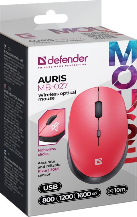 MYSZ DEFENDER AURIS MB-027 RF SILENT CZERWONA OPTICAL