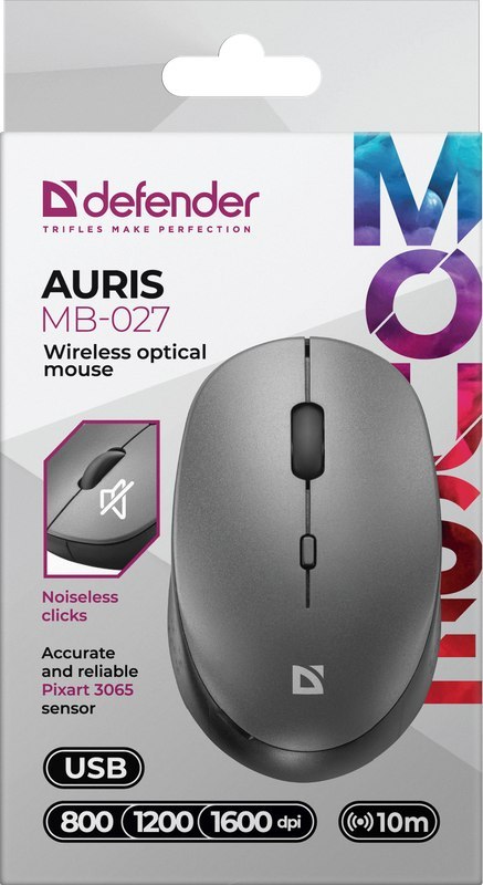 MYSZ DEFENDER AURIS MB-027 RF SILENT SZARA OPTICAL