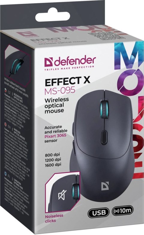 MYSZ DEFENDER EFFECT X MS-095 RF CZARNA 1600dpi 6P