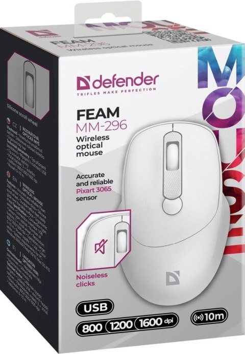 MYSZ DEFENDER FEAM MM-296 RF SILENT BIAŁA