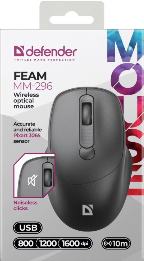 MYSZ DEFENDER FEAM MM-296 RF SILENT CZARNA