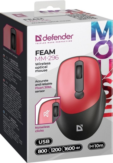 MYSZ DEFENDER FEAM MM-296 RF SILENT CZERWONA