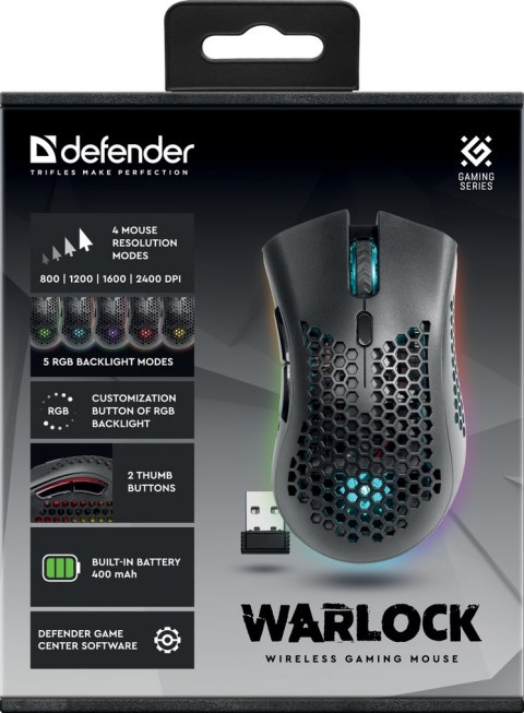 MYSZ DEFENDER GM-709L WARLOCK OPTIC RF RGB 2400dpi 8P