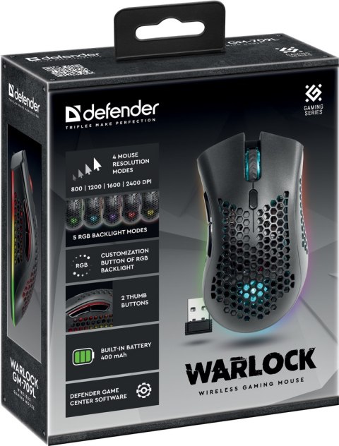 MYSZ DEFENDER GM-709L WARLOCK OPTIC RF RGB 2400dpi 8P