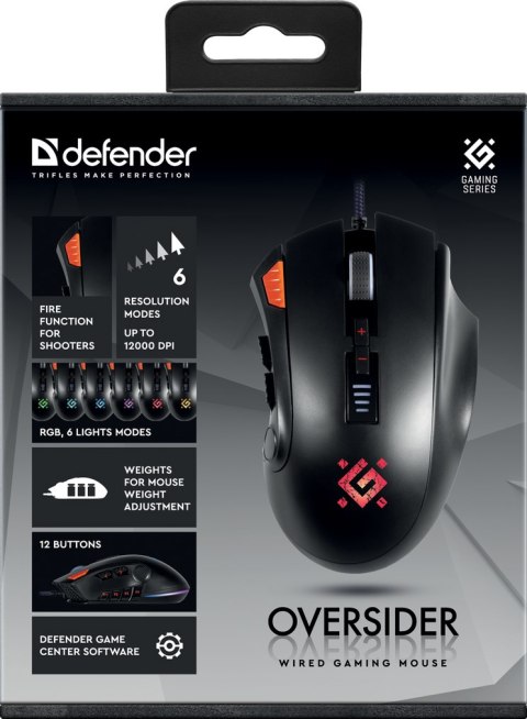 MYSZ DEFENDER GM-917 OVERSIDER RGB OPTIC 12000dpi 12P