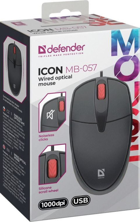 MYSZ DEFENDER ICON MB-057 OPTICAL 1000dpi 3P CZARNA SILENT