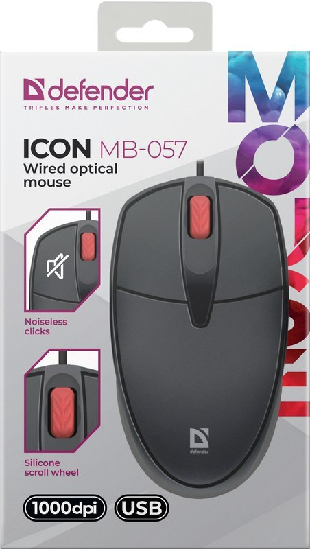 MYSZ DEFENDER ICON MB-057 OPTICAL 1000dpi 3P CZARNA SILENT