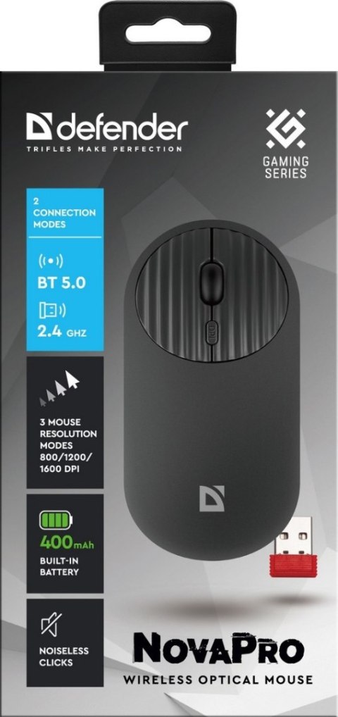 MYSZ DEFENDER NOVAPRO MM-316 RF+BT OPTIC 1600dpi CZARNA