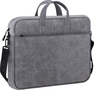 TORBA DEFENDER SOLID LEATHER SZARA 15,6"