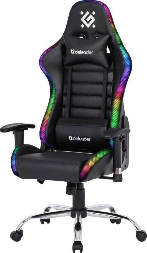 FOTEL DEFENDER ULTIMATE CZARNY RGB PODŚWIETLENIE