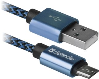 KABEL DEFENDER USB AM-MICRO BM 1.0m 2.1A NIEBIESKI