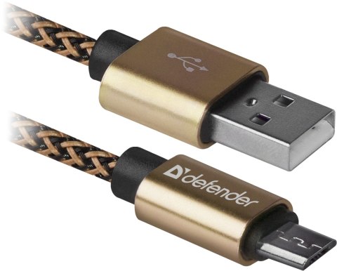 KABEL DEFENDER USB AM-MICRO BM 1.0m 2.1A ZŁOTY