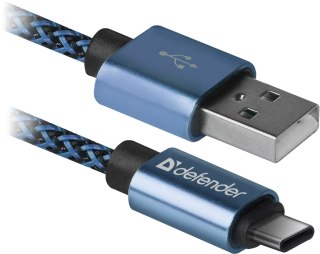 KABEL DEFENDER USB AM-TYPE C 1,0m 2.1A NIEBIESKI