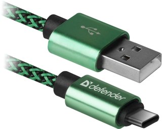 KABEL DEFENDER USB AM-TYPE C 1,0m 2.1A ZIELONY