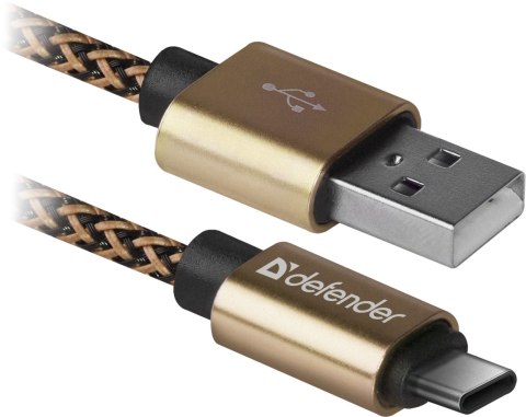 KABEL DEFENDER USB AM-TYPE C 1,0m 2.1A ZŁOTY