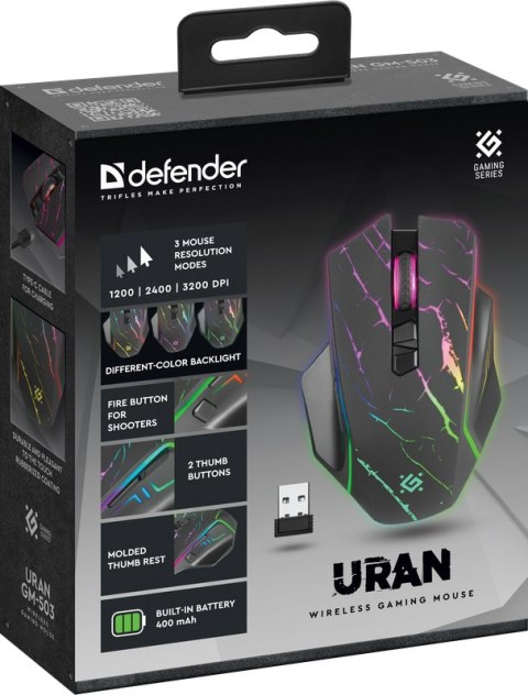 MYSZ DEFENDER GM-503 URAN OPTIC RF RGB 3200dpi 8P