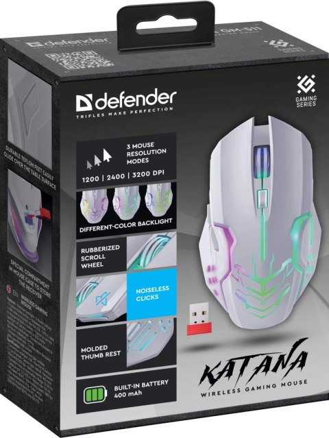 MYSZ DEFENDER GM-511 KATANA RF 3200dpi 7P BIAŁA