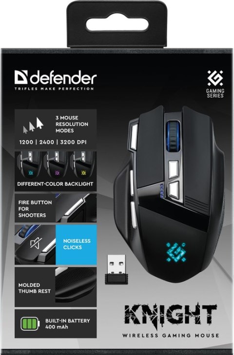 MYSZ DEFENDER GM-885 KNIGHT RF BEZPRZEWODOWA 3200dpi 8P CZARNA