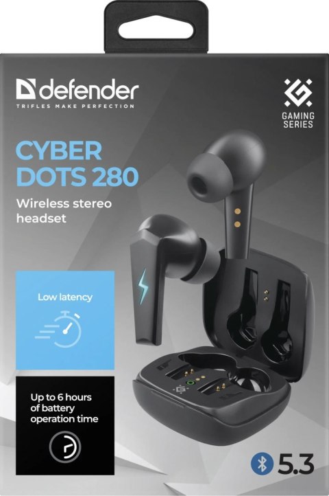 SŁUCHAWKI DEFENDER BLUETOOTH CYBERDOTS 280 GAMING CZARNE