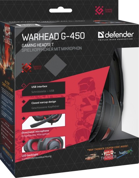 SŁUCHAWKI DEFENDER Z MIKR WARHEAD G-450 LED USB + GRA