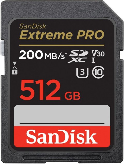 KARTA SANDISK EXTREME PRO SDXC 512GB 200/140 MB/s C10 V30 UHS-I U3