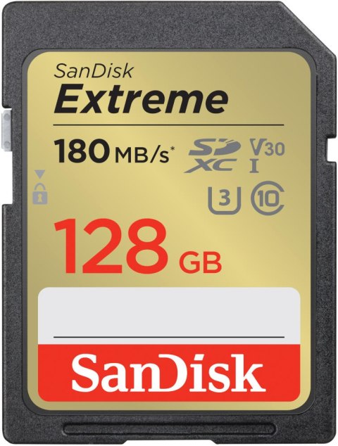 KARTA SANDISK EXTREME SDXC 128 GB 180/90 MB/s C10 V30 UHS-I U3