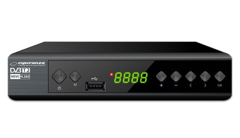 Dekoder DVB-T2 Esperanza EV111P HEVC H.265 tuner TV Full HD HDMI 2x USB PVR Timeshift