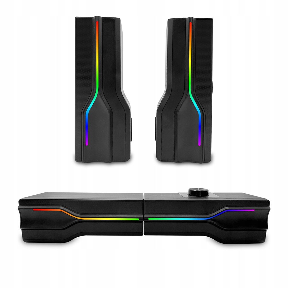 GŁOŚNIKI SOUNDBAR GAMINGOWE BLUETOOTH PODŚWIETLENIE RGB STEREO UNIWERSALNE